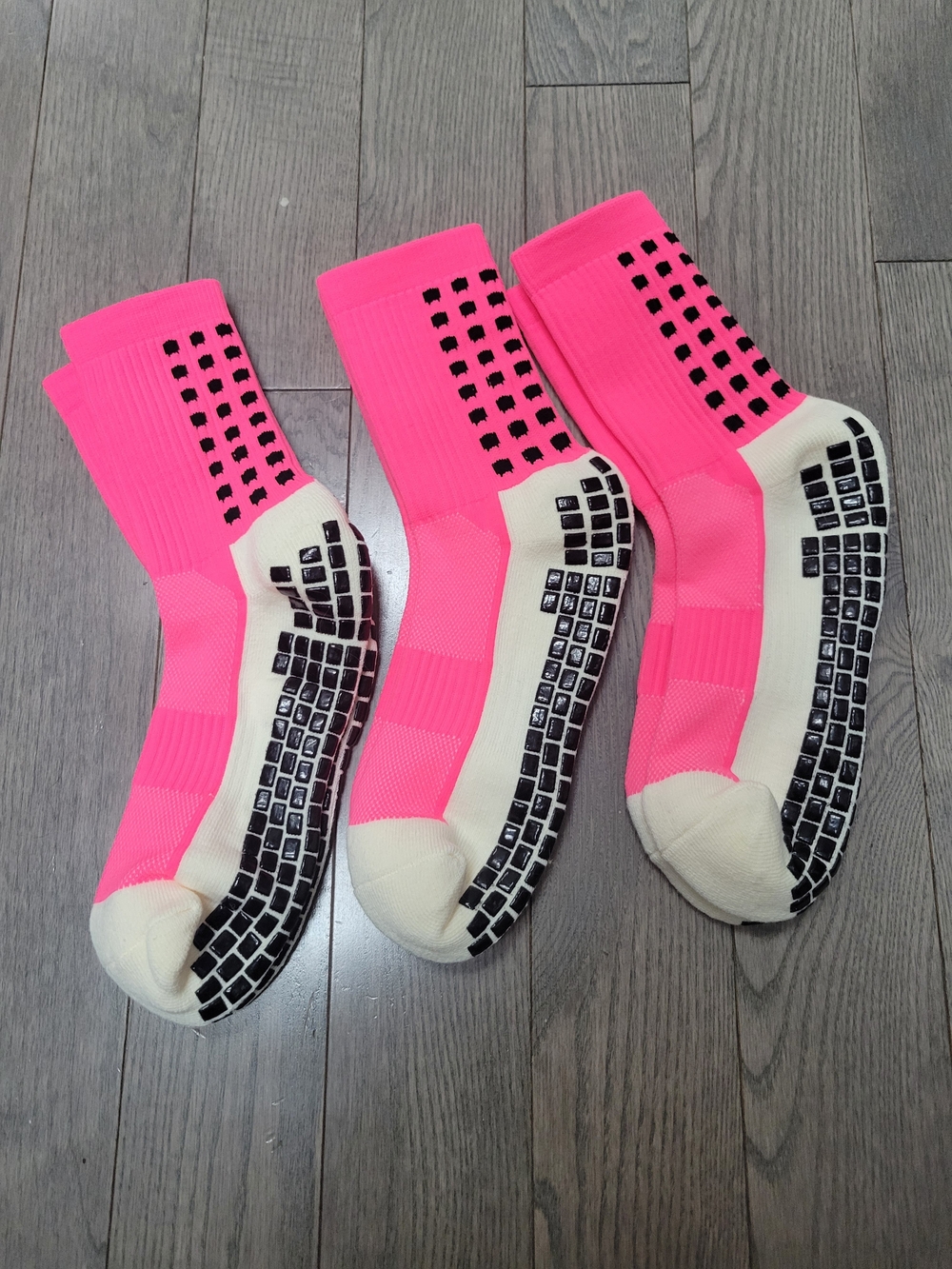 Pink Athletic Crew Grip Socks set of 3